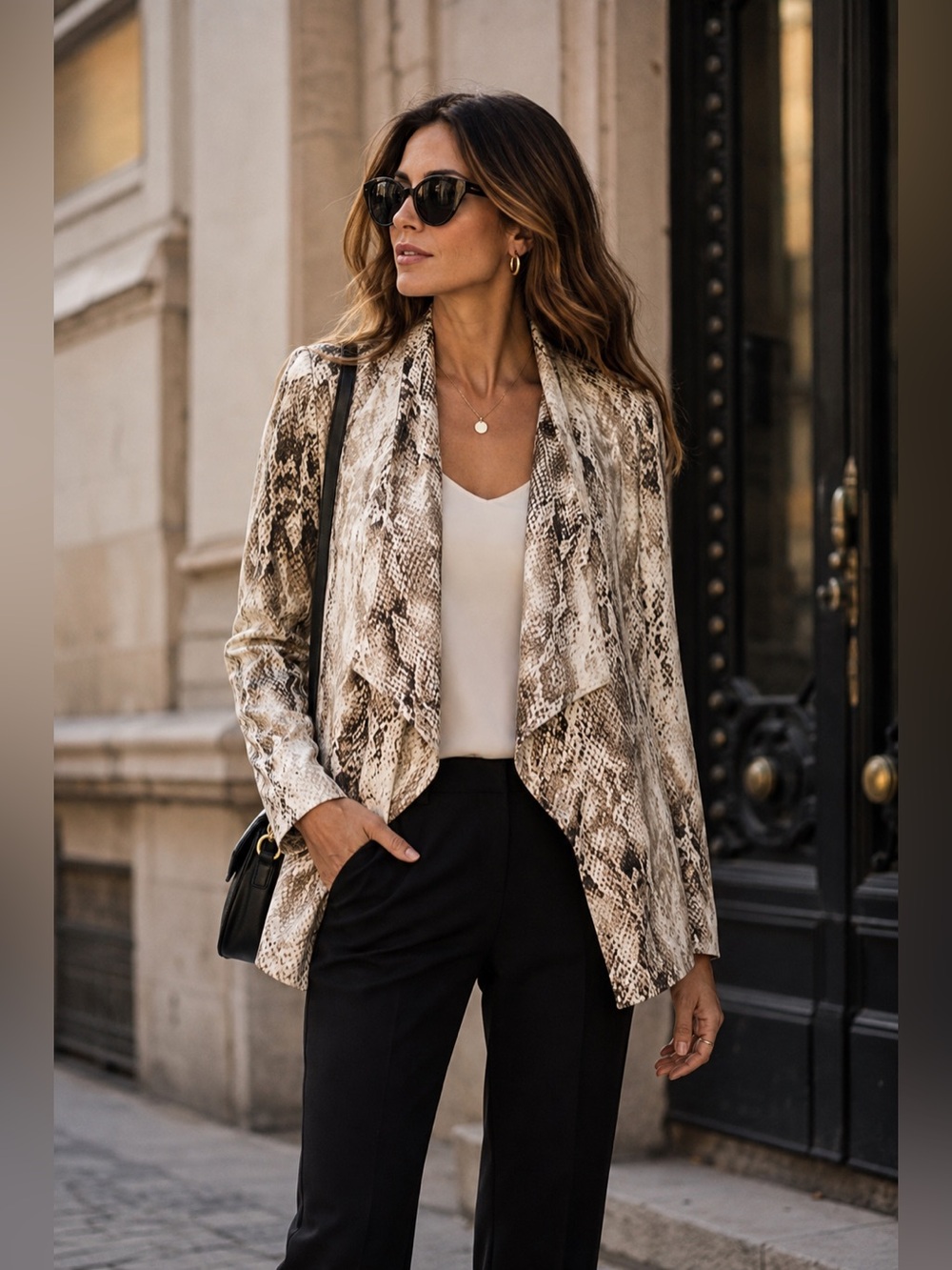 LUMIE Snake-Print Open-Front Thin Jacket XS